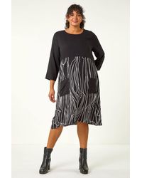 Roman Curve - Abstract Print Pocket Smock Dress - Lyst
