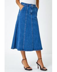 Roman - Cotton Panelled Midi Skirt - Lyst