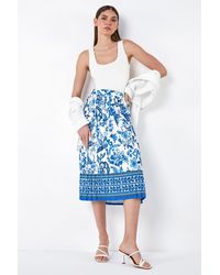 Roman - Floral Broderie Stretch Pleated Midi Skirt - Lyst