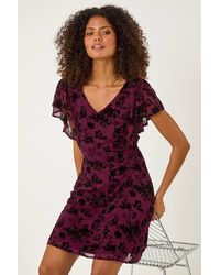 D.u.s.k - Floral Print Angel Sleeve Mini Dress - Lyst