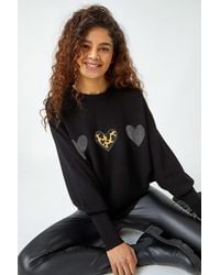 Roman - Embellished Animal Print Heart Jumper - Lyst