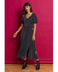 Roman - Shimmer Sweetheart Neck Midi Dress - Lyst