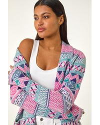 Roman - Chevron Pattern Longline Cardigan - Lyst