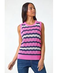 Roman Petite - Stripe Knitted Vest - Lyst