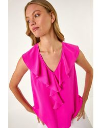 Roman - Ruffle V-Neck Vest Top - Lyst