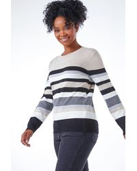 Roman Petite - Petite Stripe Round Neck Jumper - Lyst