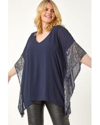Roman Curve - Sequin Trim Overlay Top - Lyst
