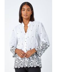 Roman - Cotton Paisley Embroidered Blouse - Lyst
