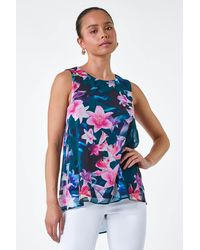 Roman Petite - Sleeveless Floral Print Top - Lyst