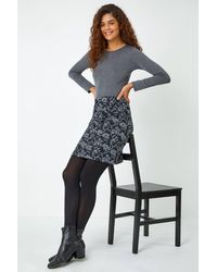 Roman - Floral Mock Pocket Stretch Skirt - Lyst