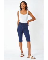 Roman - Denim Stretch Knee Length Pedal Pusher - Lyst