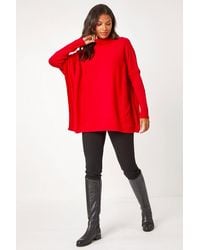 Roman - High Neck Longline Knit Jumper - Lyst