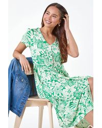 Roman Petite - Tropical Pocket Stretch Midi Dress - Lyst