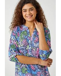 Roman - Textured Floral Print Stretch Tunic Shirt - Lyst