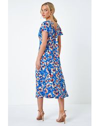 Roman Petite - Floral Print Midi Stretch Dress - Lyst