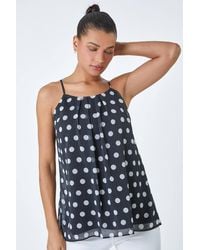 Roman - Polka Dot Print Chiffon Cami Top - Lyst