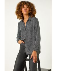 Roman - Dotted Glitter Buttoned Blouse - Lyst