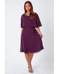 Roman Petite - Sparkle Chiffon Cape Dress - Lyst