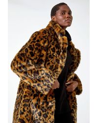 Roman - Premium Animal Print Faux Fur Coat - Lyst