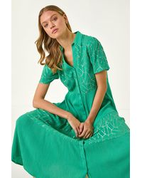 Roman - V-Neck Sequin Button Midi Dress - Lyst