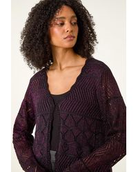 Roman - Shimmer Crew Neck Knit Cardigan - Lyst