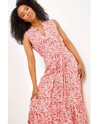 Roman Petite - Ditsy Floral Print Frill Tiered Dress - Lyst