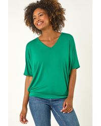 Roman - V-Neck Grown On Sleeve Stretch Top - Lyst