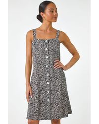 Roman Petite - Floral Ditsy Button Dress - Lyst