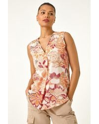 Roman - Floral Print V-Neck Vest Top - Lyst