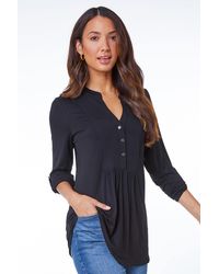 Roman - V-Neck Button Detail Tunic Top - Lyst