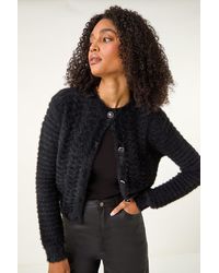 Roman - Fluffy Knit Button Cardigan - Lyst