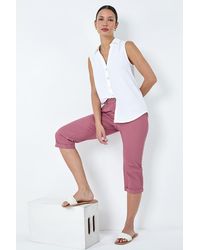 Roman - Cotton Blend Cropped Chino Trousers - Lyst