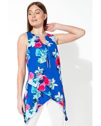 Roman - Floral Print Asymmetric Top With Necklace - Lyst