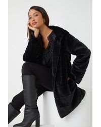 Roman - Faux Fur Hooded Longline Coat - Lyst