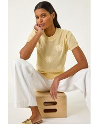 Roman - Daisy Sequin Embroidered Knit Top - Lyst