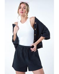 D.u.s.k - Cotton Elastic Waist Tie Detail Shorts - Lyst