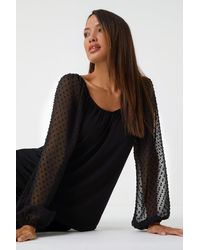 Roman - Spot Print Chiffon Sleeve Stretch Top - Lyst