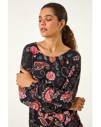 Roman - Banded Hem Paisley Print Top - Lyst