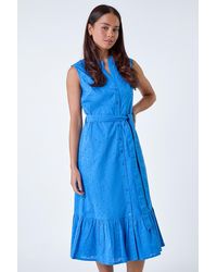 Roman Petite - Cotton Broderie Frill Midi Dress - Lyst