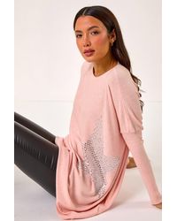 Roman - Embellished Star Print Longline Jumper - Lyst
