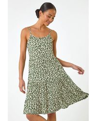 Roman Petite - Ditsy Floral Print Stretch Dress - Lyst