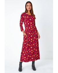 Roman - Floral Print Pocket Detail Midi Dress - Lyst
