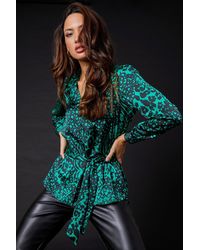 Roman - Animal Print Satin Tunic Shirt - Lyst