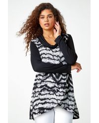Roman - Abstract Print Cowl Neck Stretch Top - Lyst