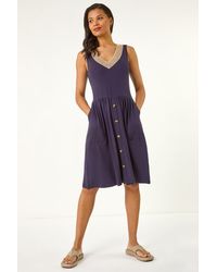 Roman - Contrast V-Neck Stretch Dress - Lyst