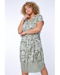 Roman Curve - Border Print Shirt Dress - Lyst