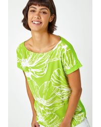 Roman - Linear Floral Print Stretch T-Shirt - Lyst