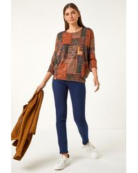 Roman - Patchwork Print Stretch Top - Lyst