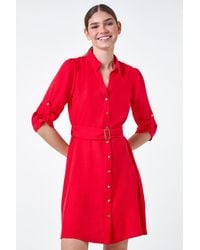 Roman - Short Belted Shirt Dress - Lyst