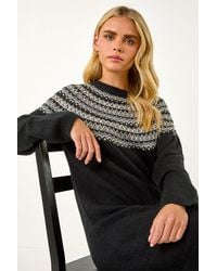 Roman Petite - Fairisle Knit Jumper Dress - Lyst